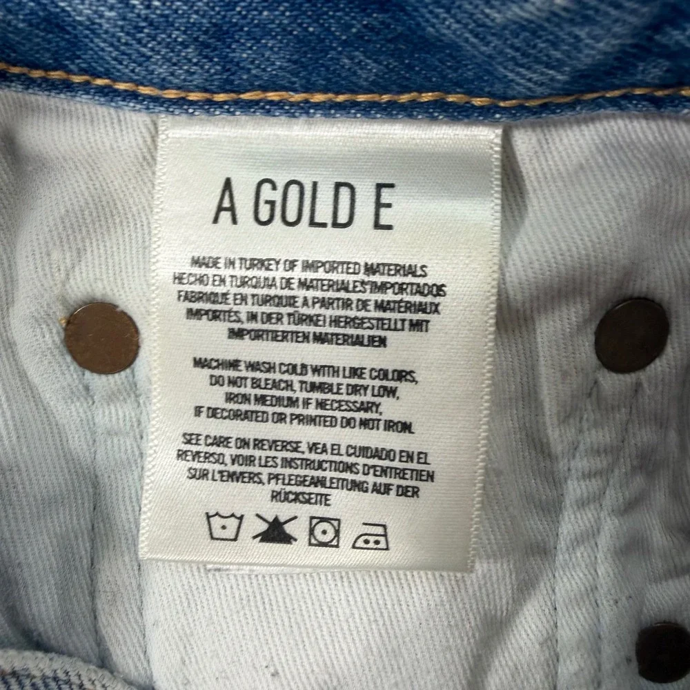 AGOLDE Parker Cut Off Shorts Women's Size 28 Light Blue Distressed Button Fly